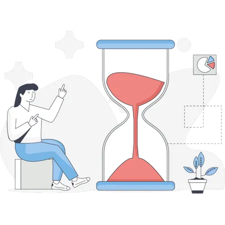 Girl Doing Effective Time Planing  Illustration
