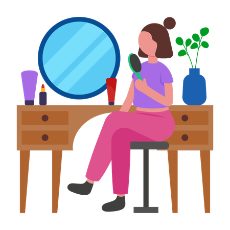 Girl doing Efficient Morning Preparation Routine  Illustration