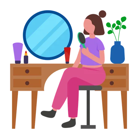 Girl doing Efficient Morning Preparation Routine  Illustration