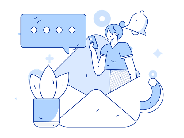 Girl doing email management  Illustration