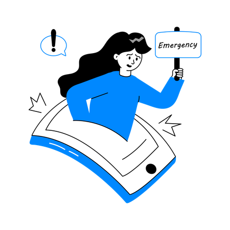 Girl doing Emergency Call  Illustration