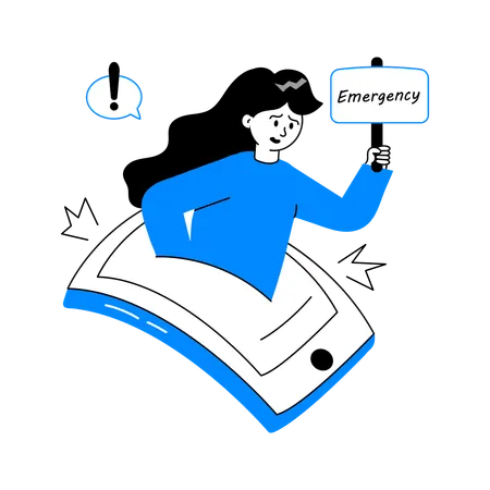 Girl doing Emergency Call  Illustration