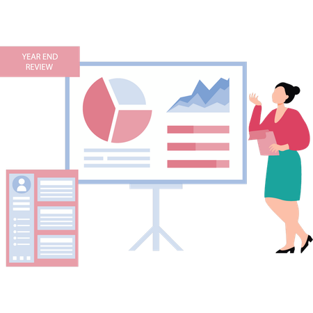 Girl doing end of year review  Illustration