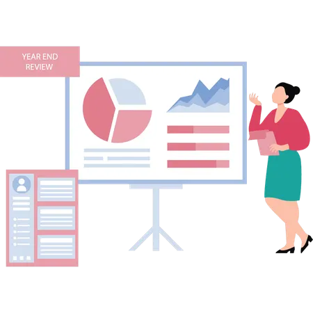 Girl doing end of year review  Illustration