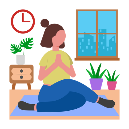 Girl doing Energizing Morning Yoga Routine  Illustration