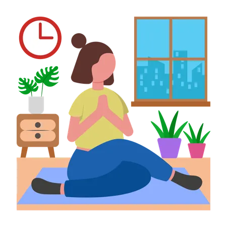 Girl doing Energizing Morning Yoga Routine  Illustration