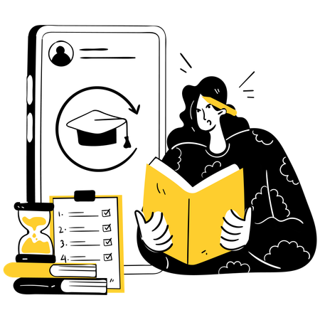 Girl doing Exam Preparation  Illustration
