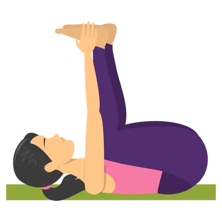 Baby Yoga Pose Exercise For Body Stretch Fitness Workout In The Gym Isolated Vector Illustration In Cartoon Style Illustration