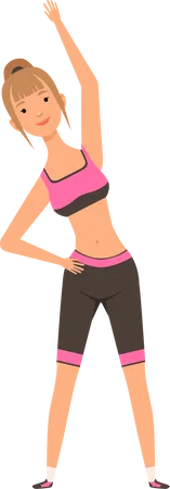 Fitness Girl Female Sport Character Various Action Poses Gym Illustration