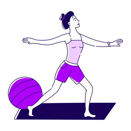 Girl doing exercise at home  Illustration