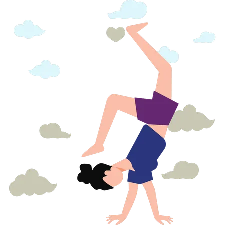 Girl Doing Exercise Position  Illustration