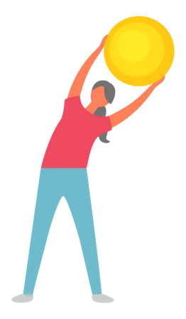 Girl doing exercise with ball Illustration