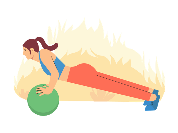 Girl doing exercise with ball  Illustration