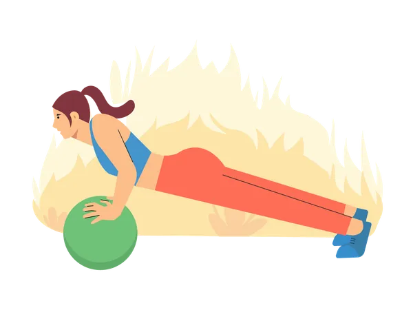 Girl doing exercise with ball  Illustration