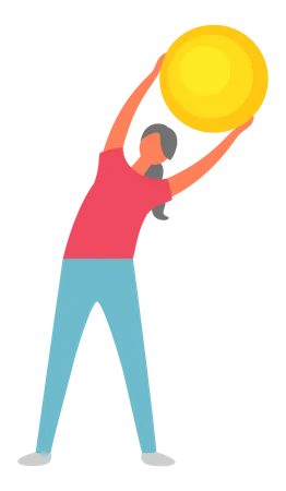 Girl doing exercise with ball  Illustration