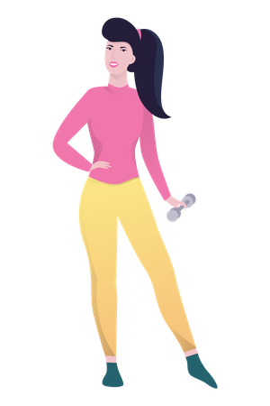 Girl doing exercise with dumbbell  Illustration