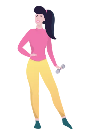 Girl doing exercise with dumbbell Illustration