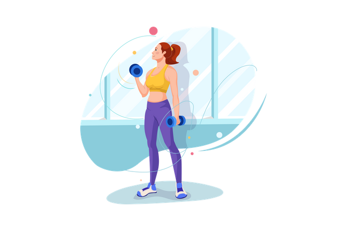 Girl doing exercise with dumbbells Illustration