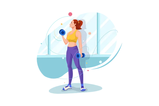 Girl doing exercise with dumbbells Illustration