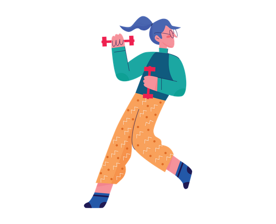 Girl doing exercise with dumbbells  Illustration