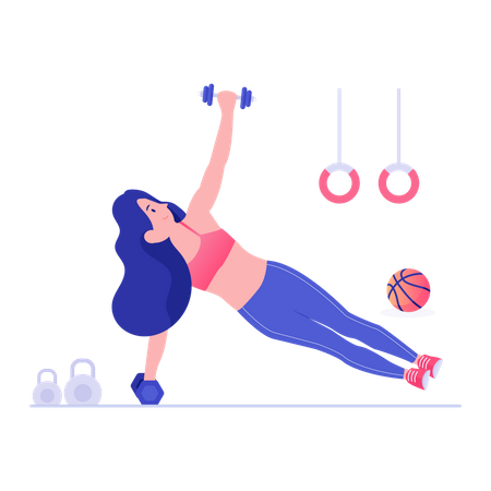 Girl doing exercise with dumbbells  Illustration