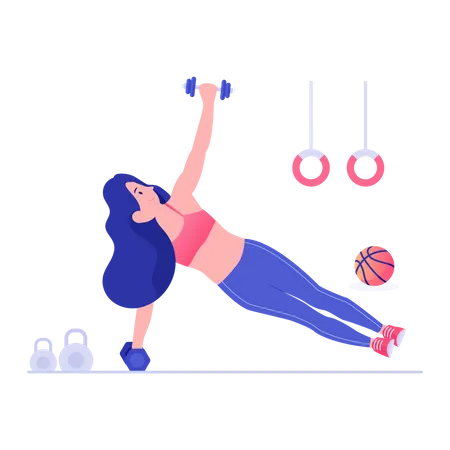 Girl doing exercise with dumbbells  Illustration