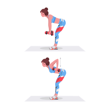 Girl doing exercise with dumbbells  Illustration