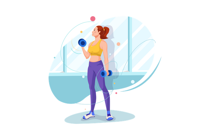 Girl doing exercise with dumbbells  Illustration