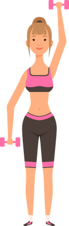 Girl doing exercise with dumbells  Illustration