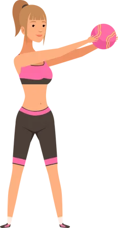 Girl doing exercise with gym ball Illustration