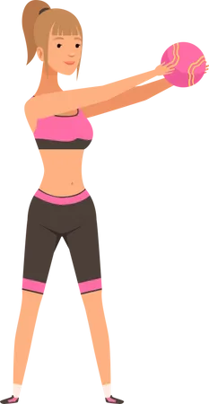 Girl doing exercise with gym ball  Illustration