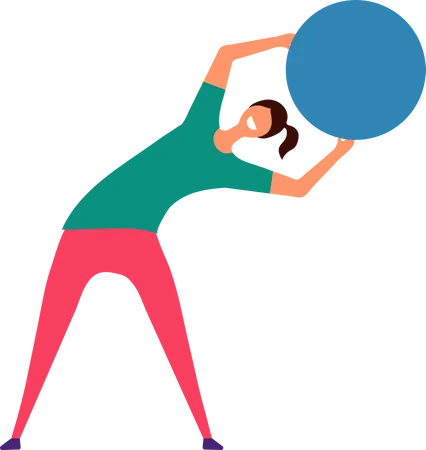 Girl Doing Exercise With Gymnastic Ball Illustration