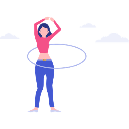 Girl doing exercise with rings Illustration