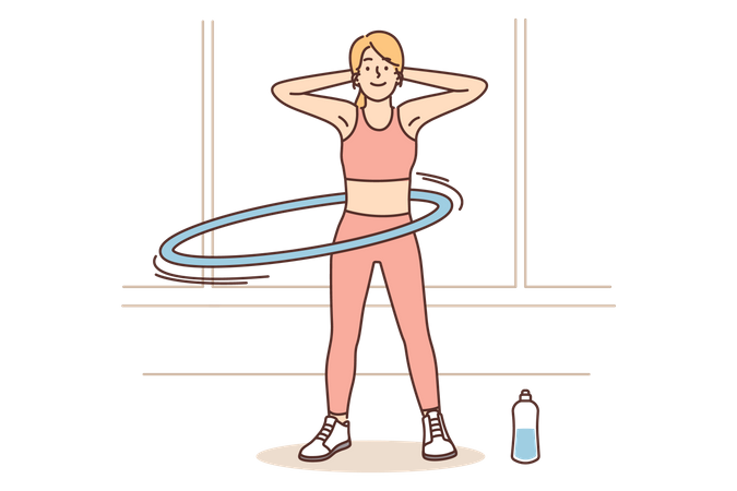 Girl doing exercise with rings  Illustration