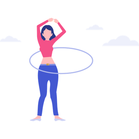 Girl doing exercise with rings  Illustration