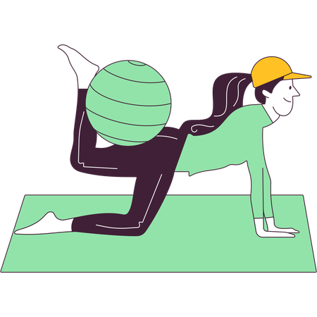 Girl doing exercise with stability ball  Illustration