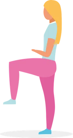 Girl Doing Exercises Semi Flat Color Vector Character Posing Figure Full Body Person On White Step Aerobics Workout Isolated Modern Cartoon Style Illustration For Graphic Design And Animation Illustration