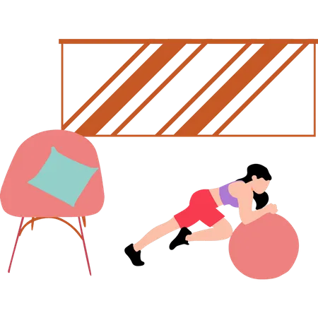 Girl doing exercising with ball Illustration