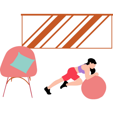 Girl doing exercising with ball  Illustration