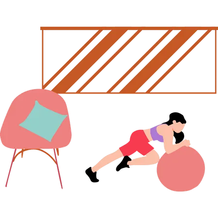 Girl doing exercising with ball  Illustration