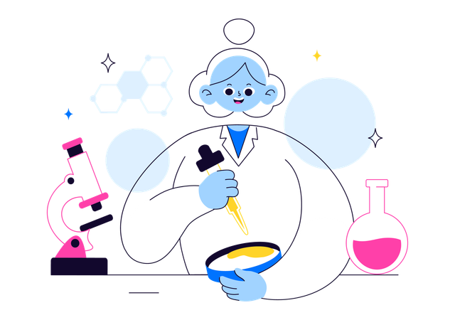 Girl doing experiment in lab  Illustration