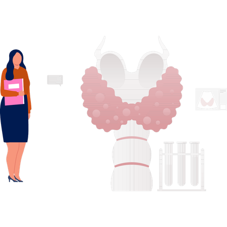 Girl  doing experiment on test tube  Illustration