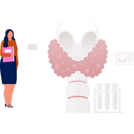 Girl  doing experiment on test tube  Illustration