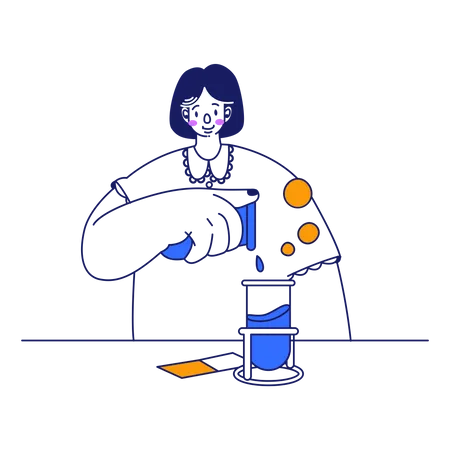 Girl doing experiments in a lab  Illustration