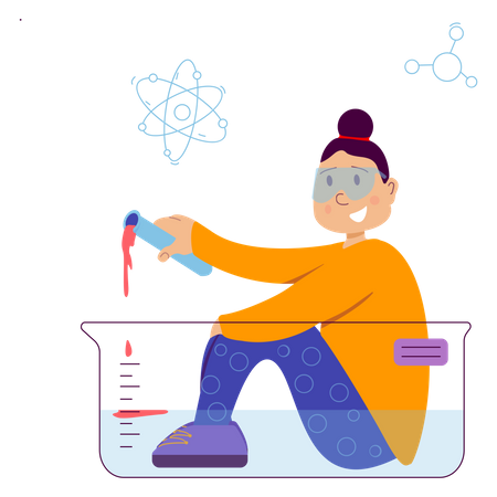 Girl doing experiments on herself Illustration