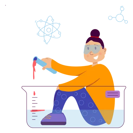 Girl doing experiments on herself  Illustration