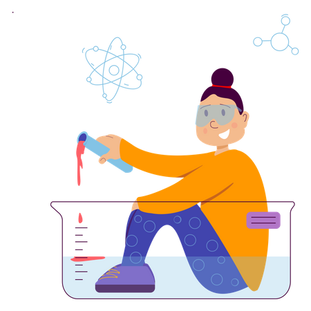 Girl doing experiments on herself  Illustration