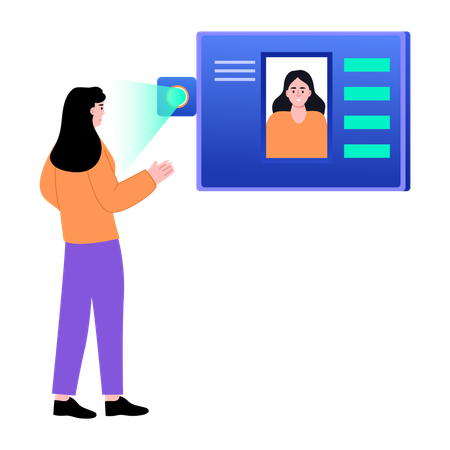 Girl doing facial recognition  Illustration
