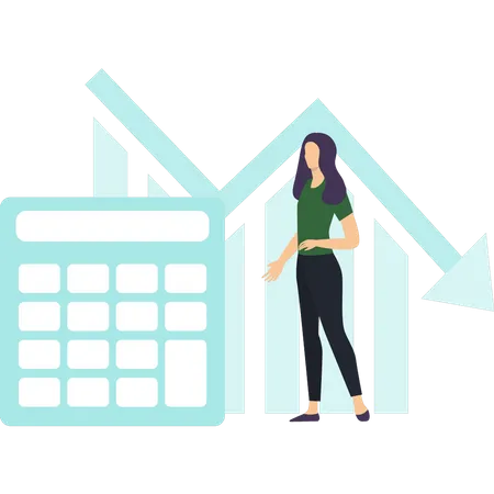 Girl doing finance loss  Illustration