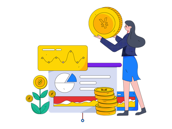 Girl doing financial analysis  Illustration